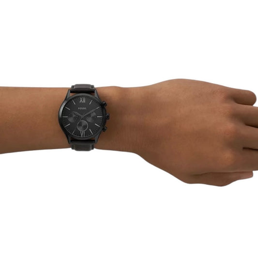 Fossil Men Fen-more Black Leather Watch