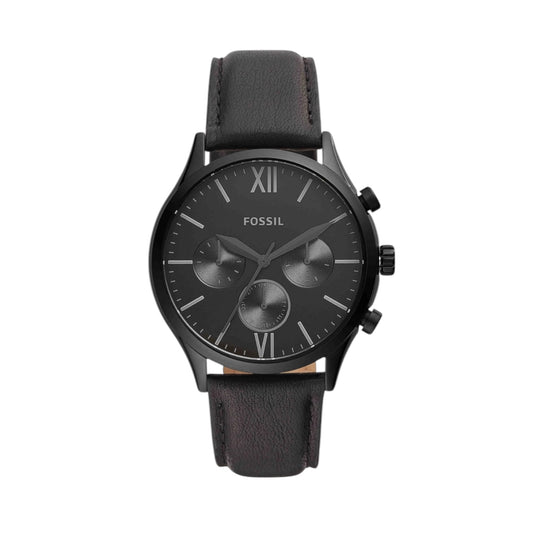 Fossil Men Fen-more Black Leather Watch