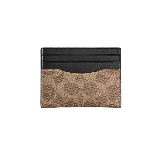 Coach Slim ID Brown Card Case Signature canvas
