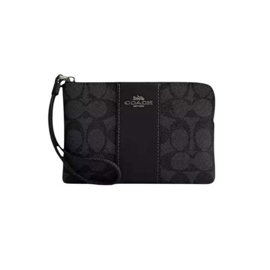 Corner Zip Wristlet In Signature Canvas With Stripe