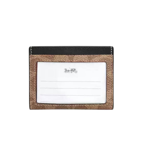 Coach Slim ID Brown Card Case Signature canvas