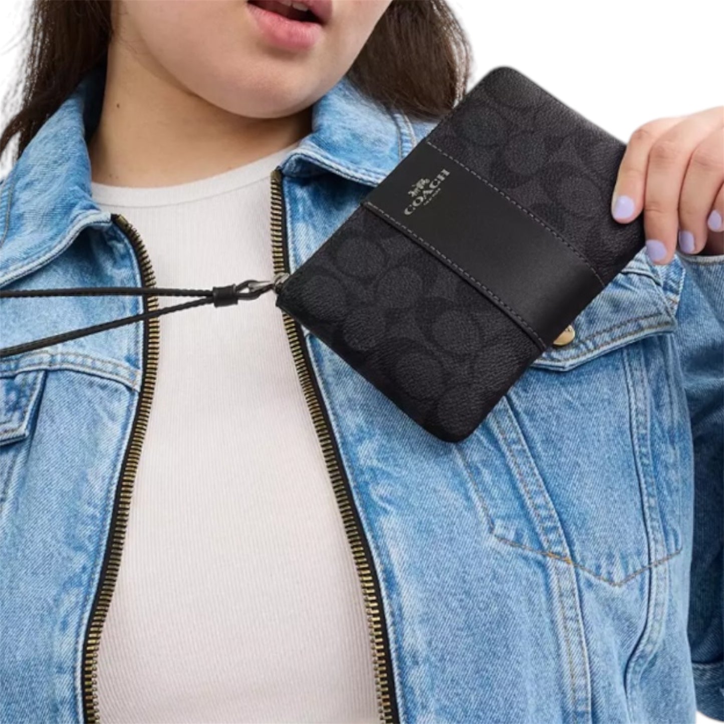 Corner Zip Wristlet In Signature Canvas With Stripe