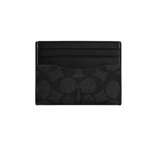 Coach Slim ID Black Card Case Signature Canvas