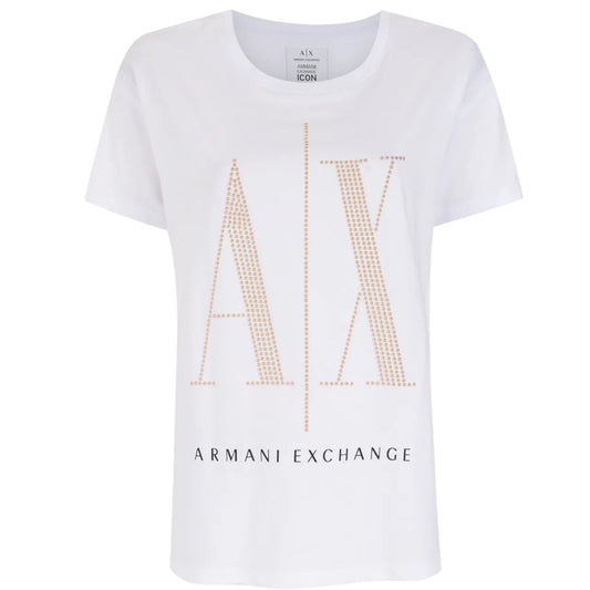 A|X White T-shirt With Gold Logo
