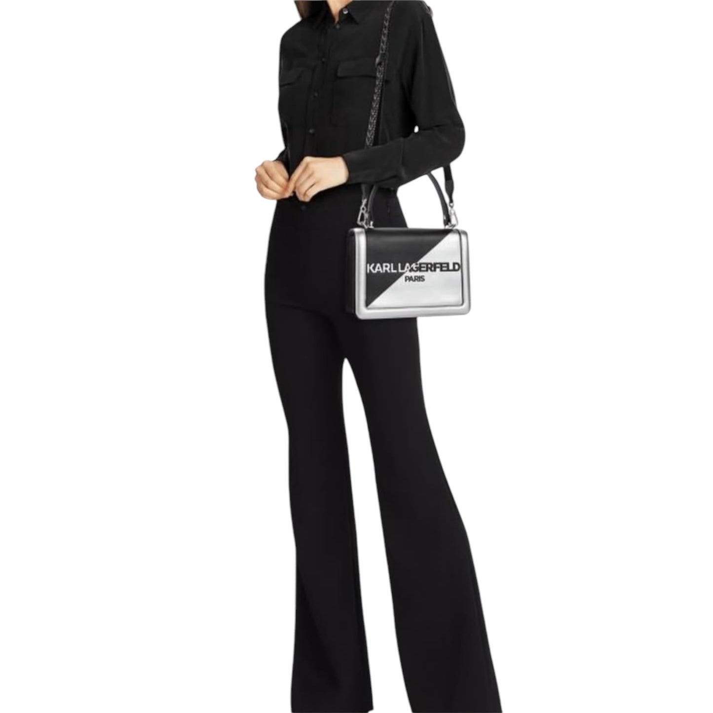 Karl Lagerfeld Two Tone Logo Satchel -Cross Body Bag